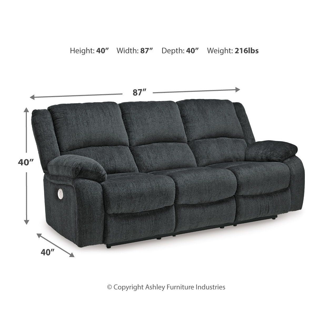 Draycoll - Slate - Reclining Power Sofa - Fabric