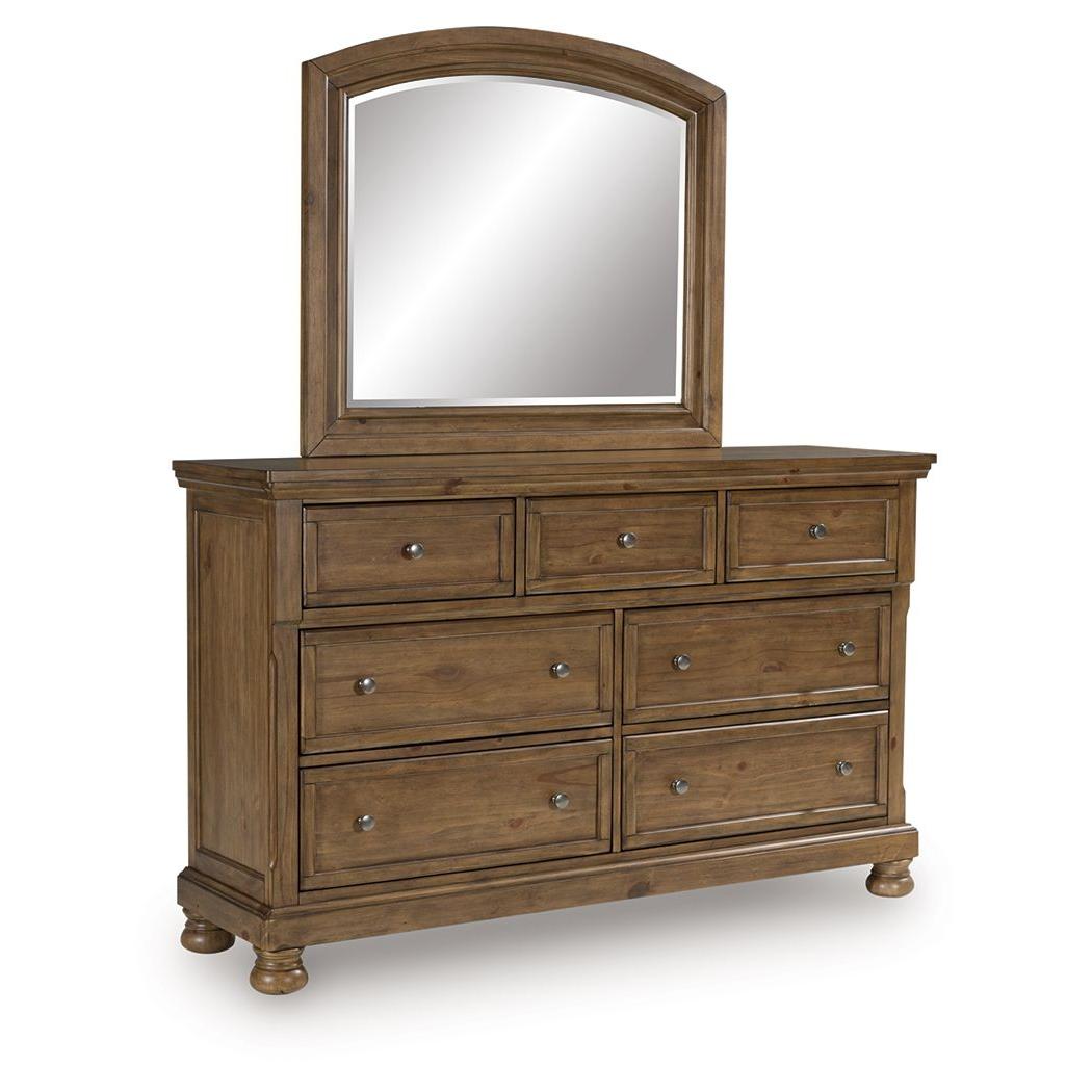 Feddinger - Dresser And Mirror - Medium Brown