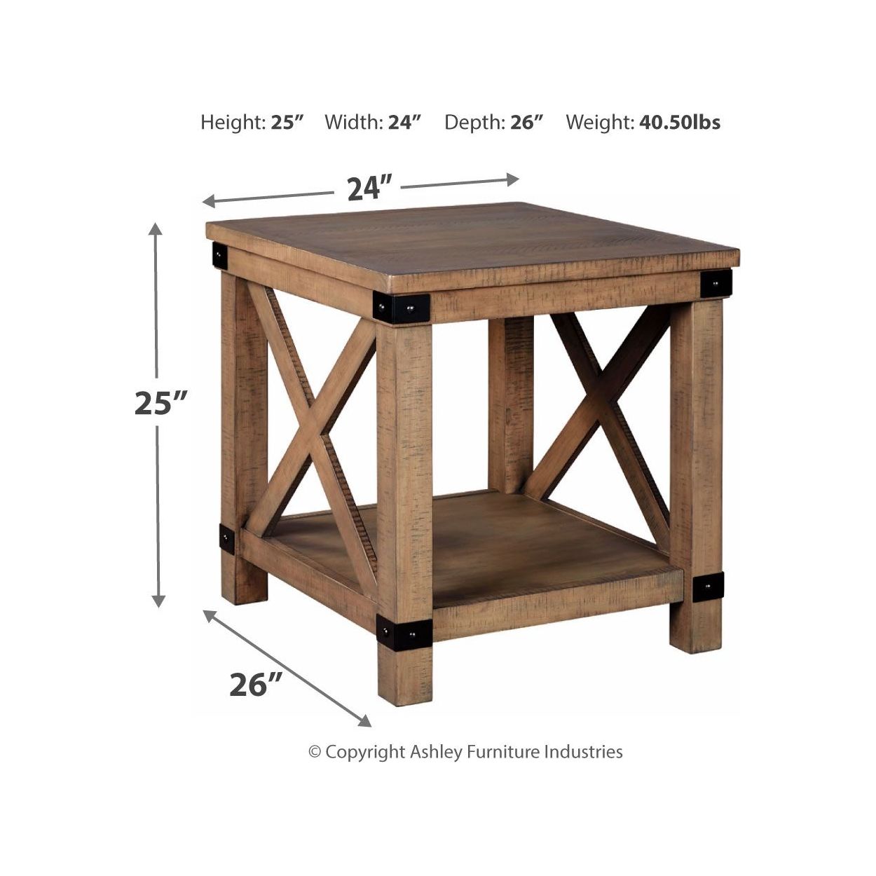Aldwin - Gray - Rectangular End Table - Crossbuck Styling