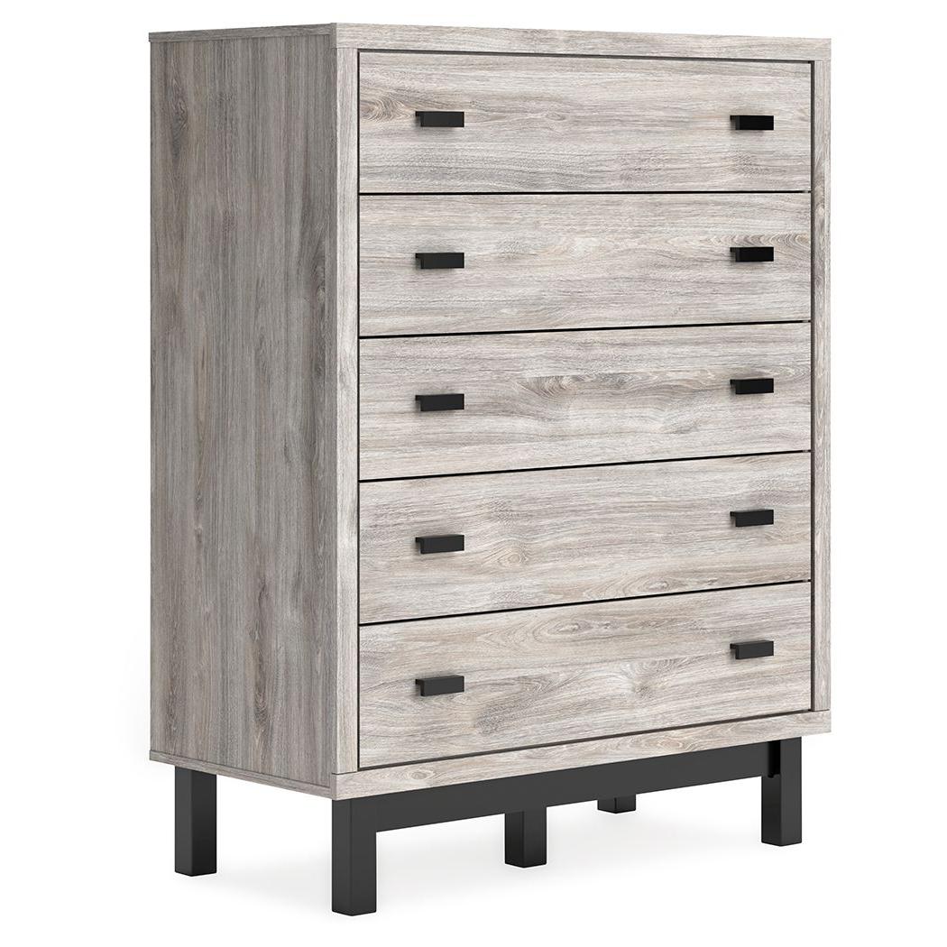Vessalli - Black / Gray - Five Drawer Wide Chest