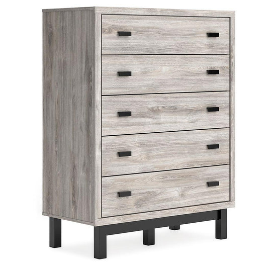 Vessalli - Black / Gray - Five Drawer Wide Chest