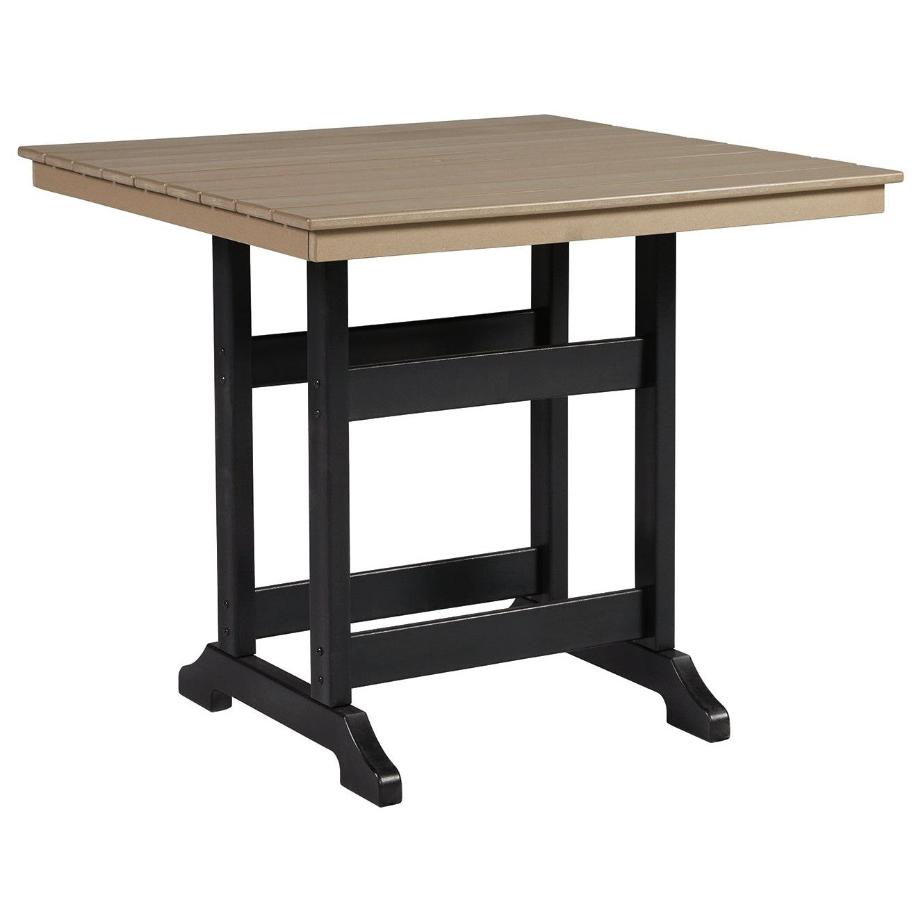 Fairen Trail - Black / Driftwood - Square Counter Tbl W/Umb Opt