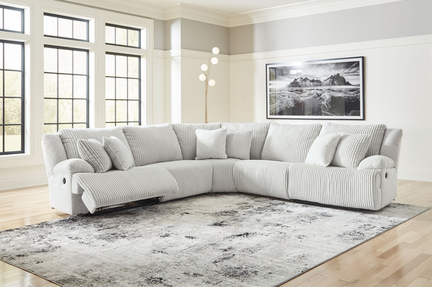 Top Tier - 5-Piece Reclining Sectional - Fabric - Alloy