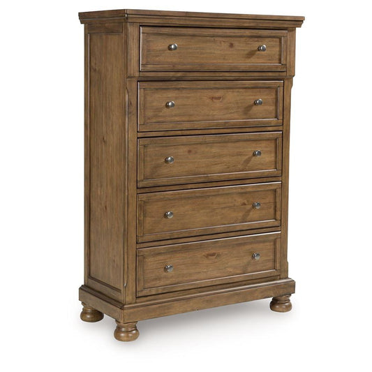Feddinger - Five Drawer Chest - Medium Brown