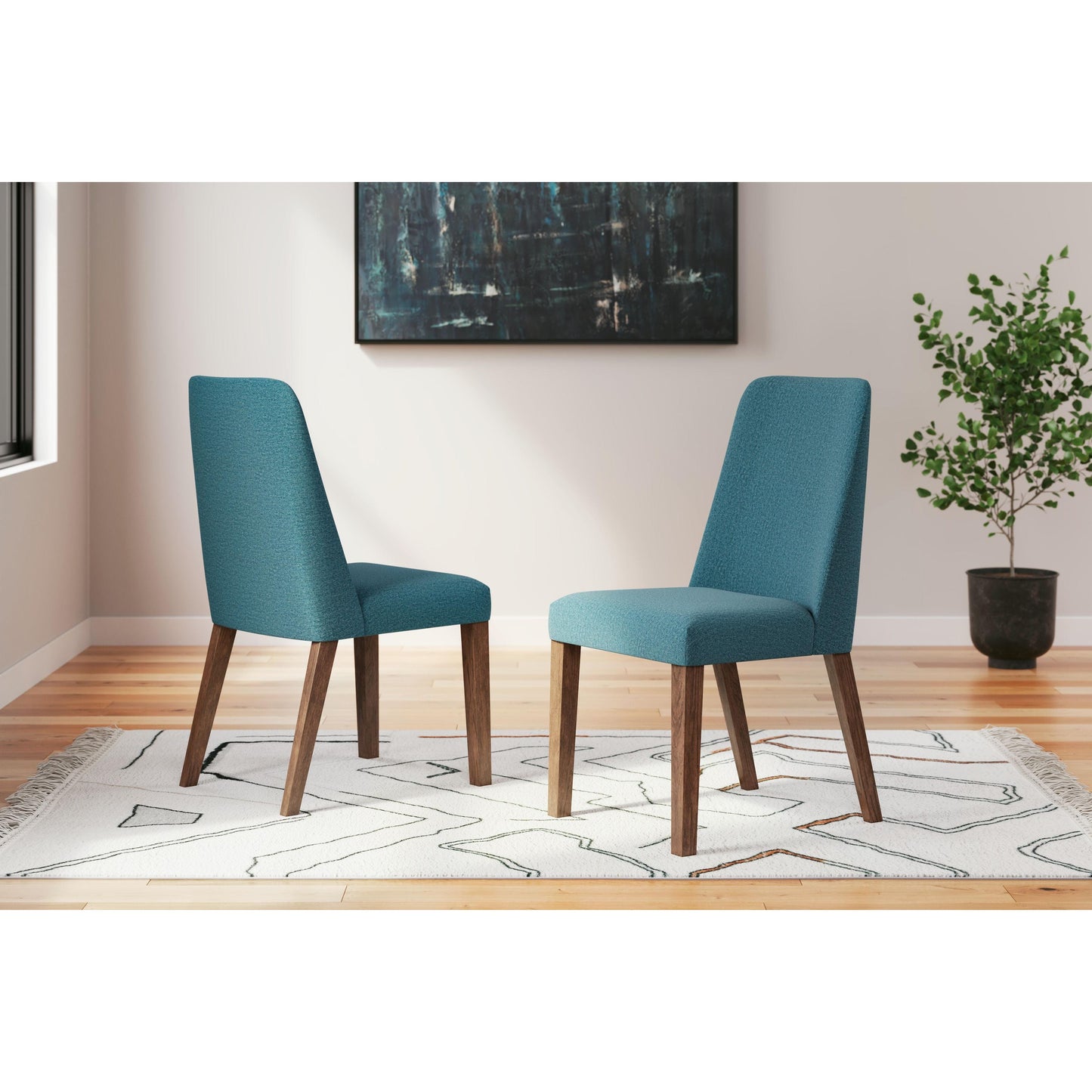 Lyncott - Blue / Brown - Dining Uph Side Chair (Set of 2)