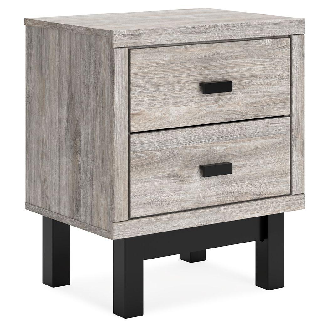 Vessalli - Black / Gray - Two Drawer Nightstand