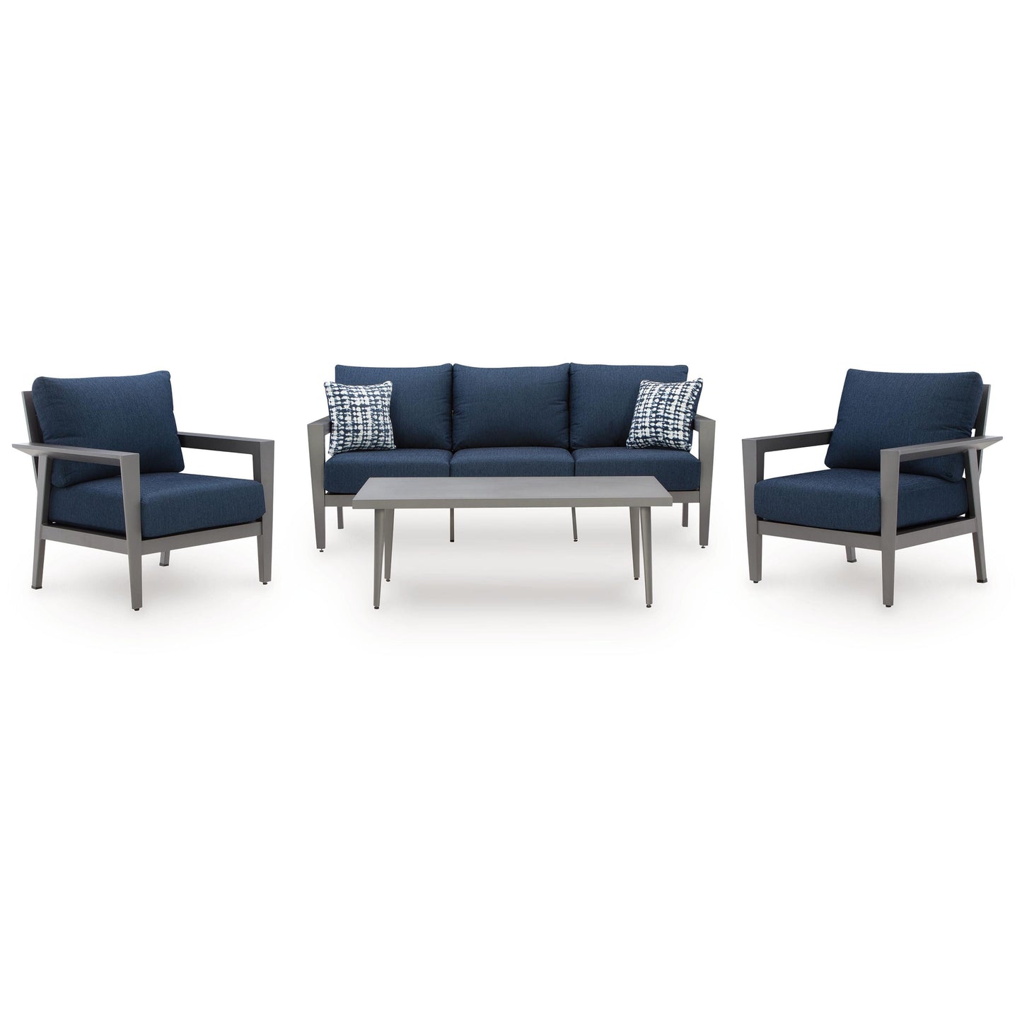Gali - Gray / Blue - Sofa / Chairs / Table Set (Set of 4)
