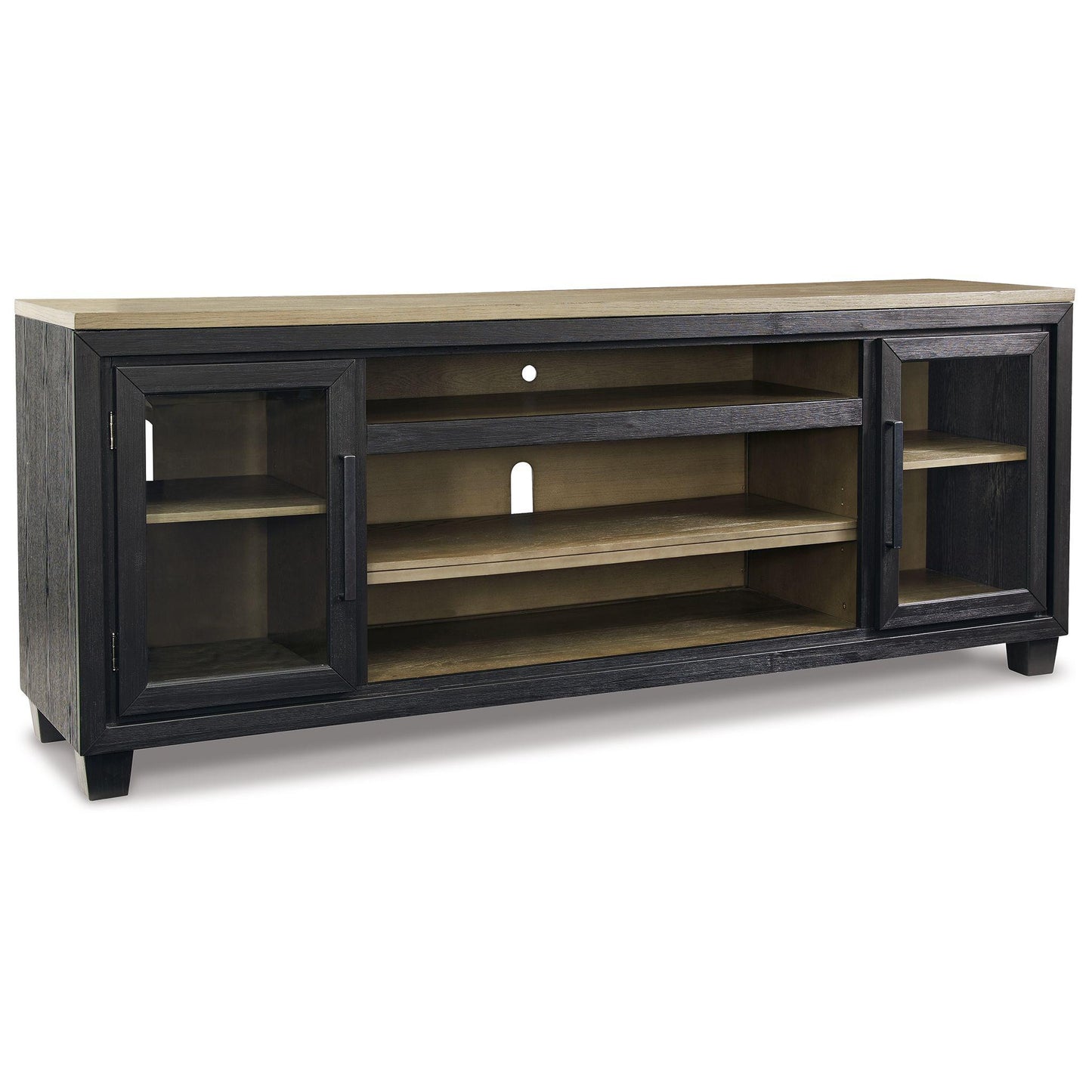 Foyland - Black / Brown - Xl TV Stand W/Fireplace Option