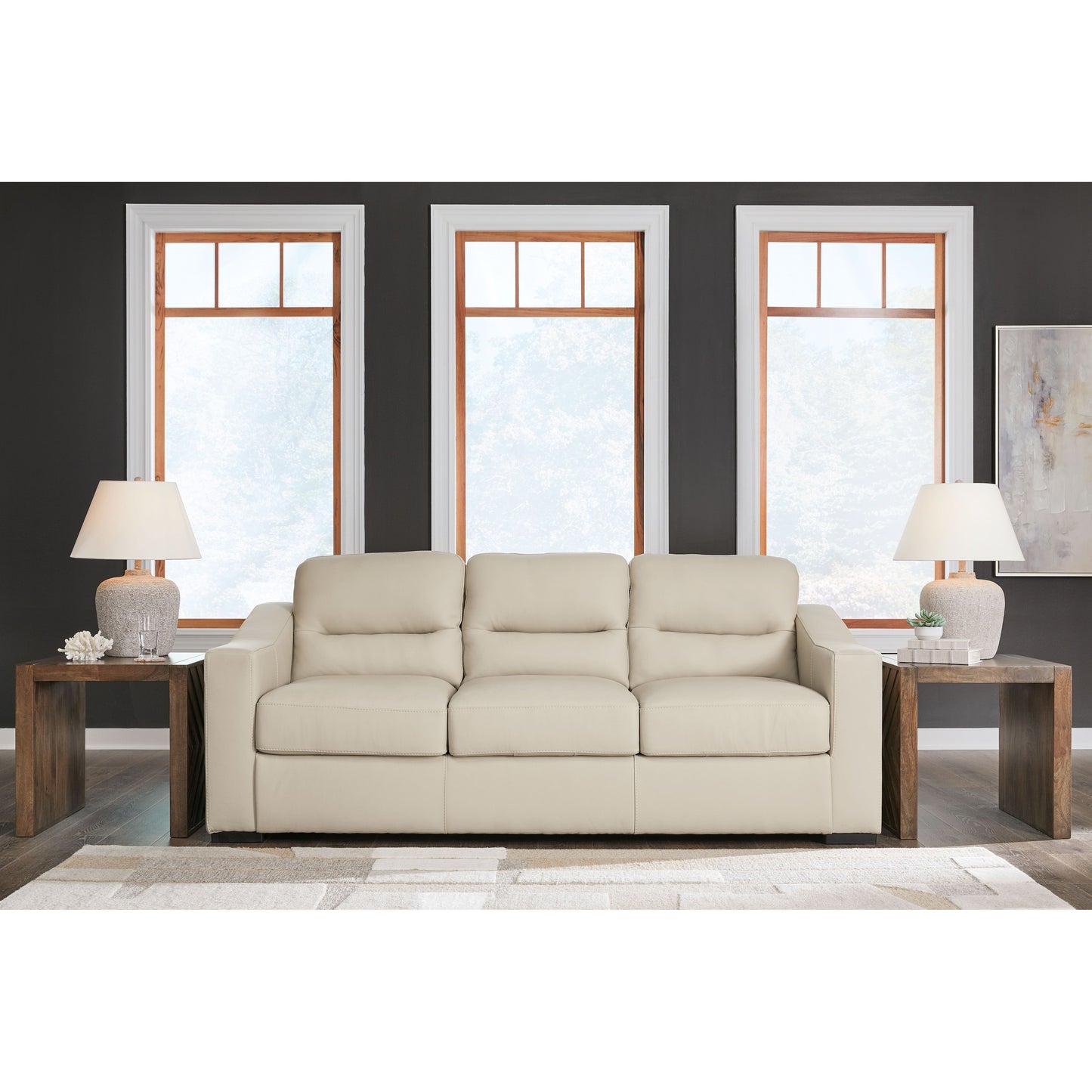 Treasure Trove - Almond - Sofa - Leather Match