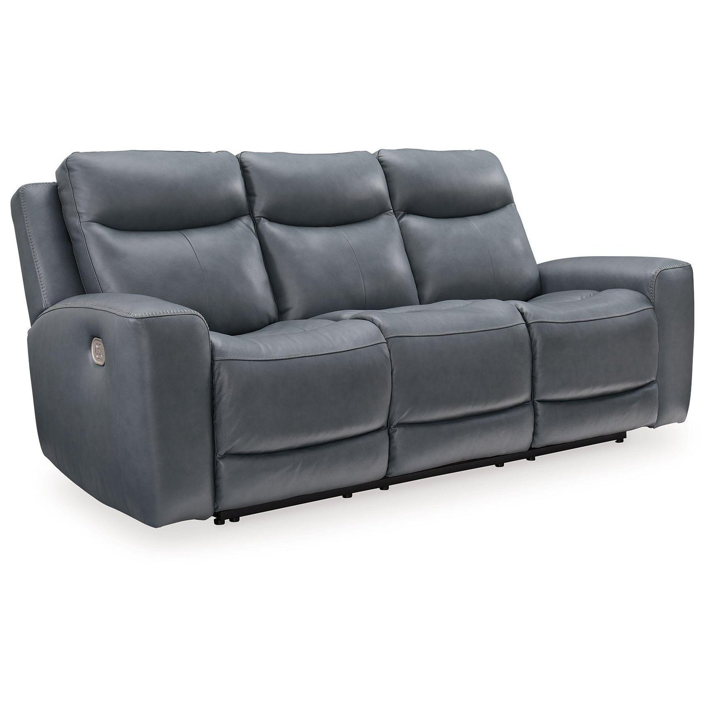Mindanao - Steel - Pwr Reclining Sofa With Adj Headrest - Leather Match