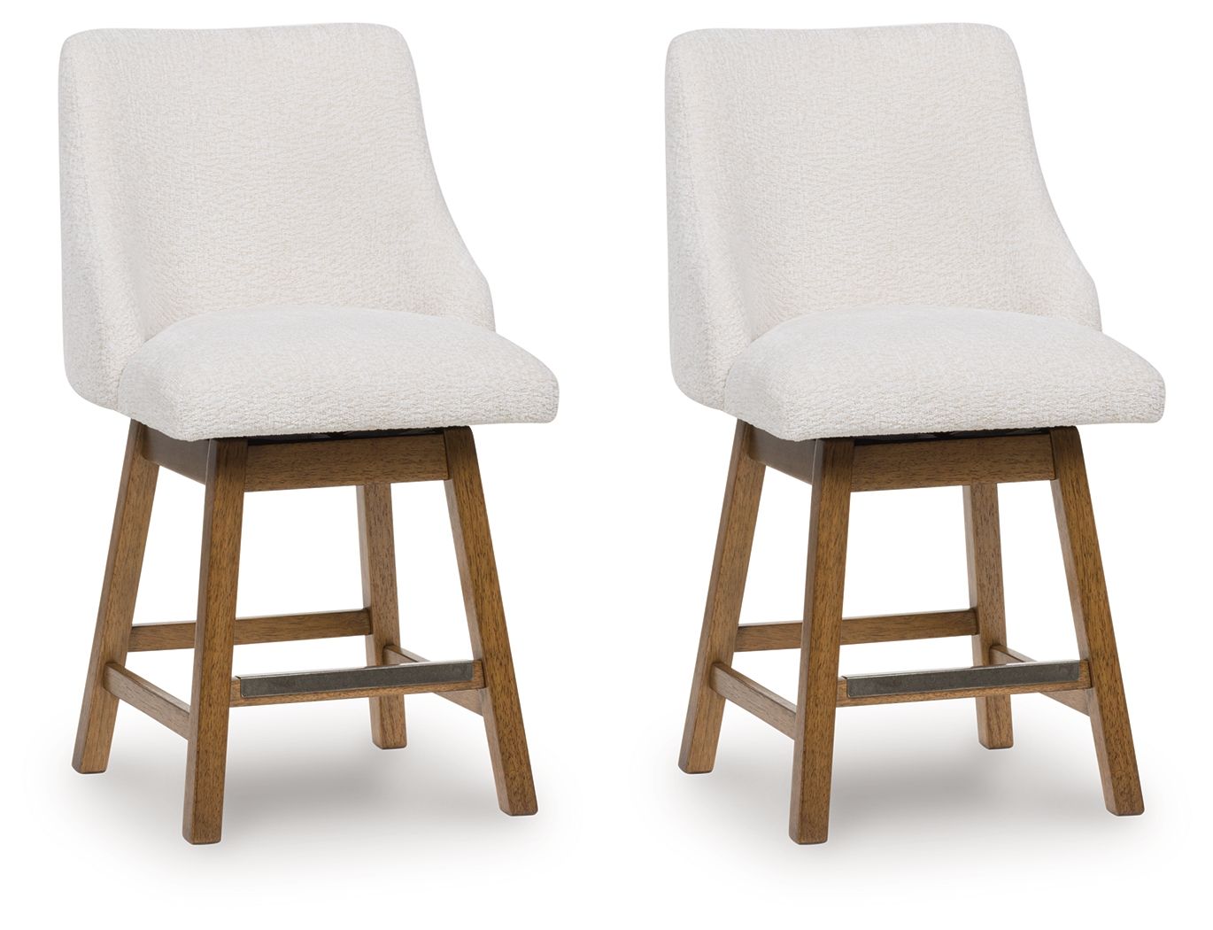Cabalynn - Oatmeal / Light Brown - Upholstered Swivel Barstool (Set of 2)