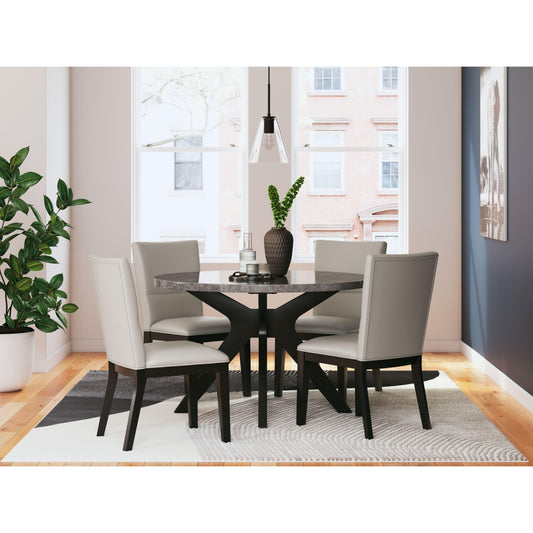 Glinari - 5 Pc. - Dining Room Table, 4 Side Chairs - Taupe / Black