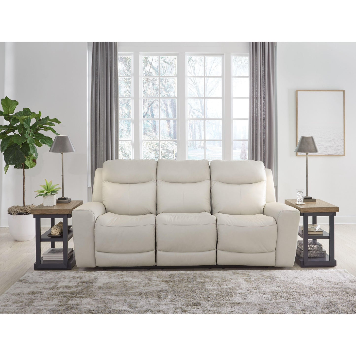 Mindanao - Coconut - Pwr Rec Sofa With Adj Headrest - Leather Match