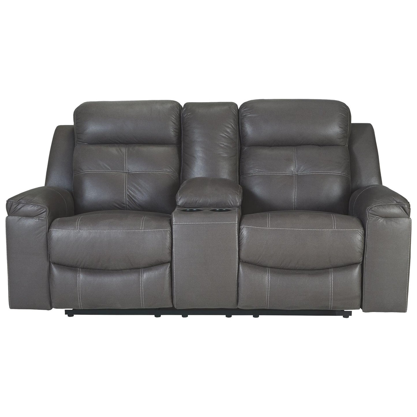 Jesolo - Dark Gray - Dbl Rec Loveseat W/Console - Faux Leather