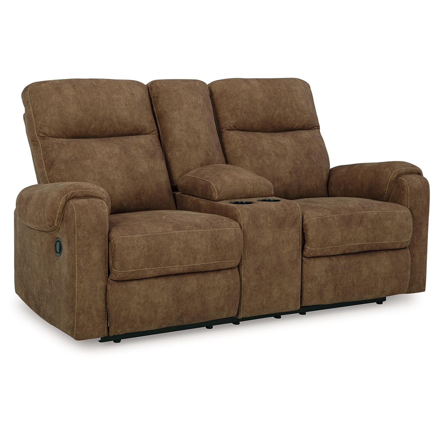 Edenwold - Brindle - Dbl Reclining Loveseat With Console - Faux Leather