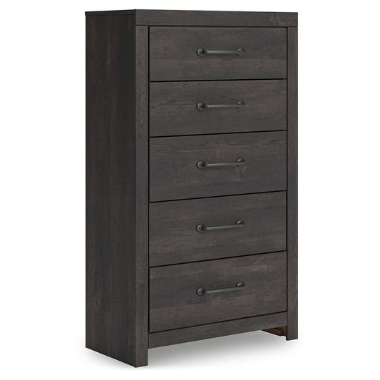 Hollivern - Five Drawer Chest - Dark Gray
