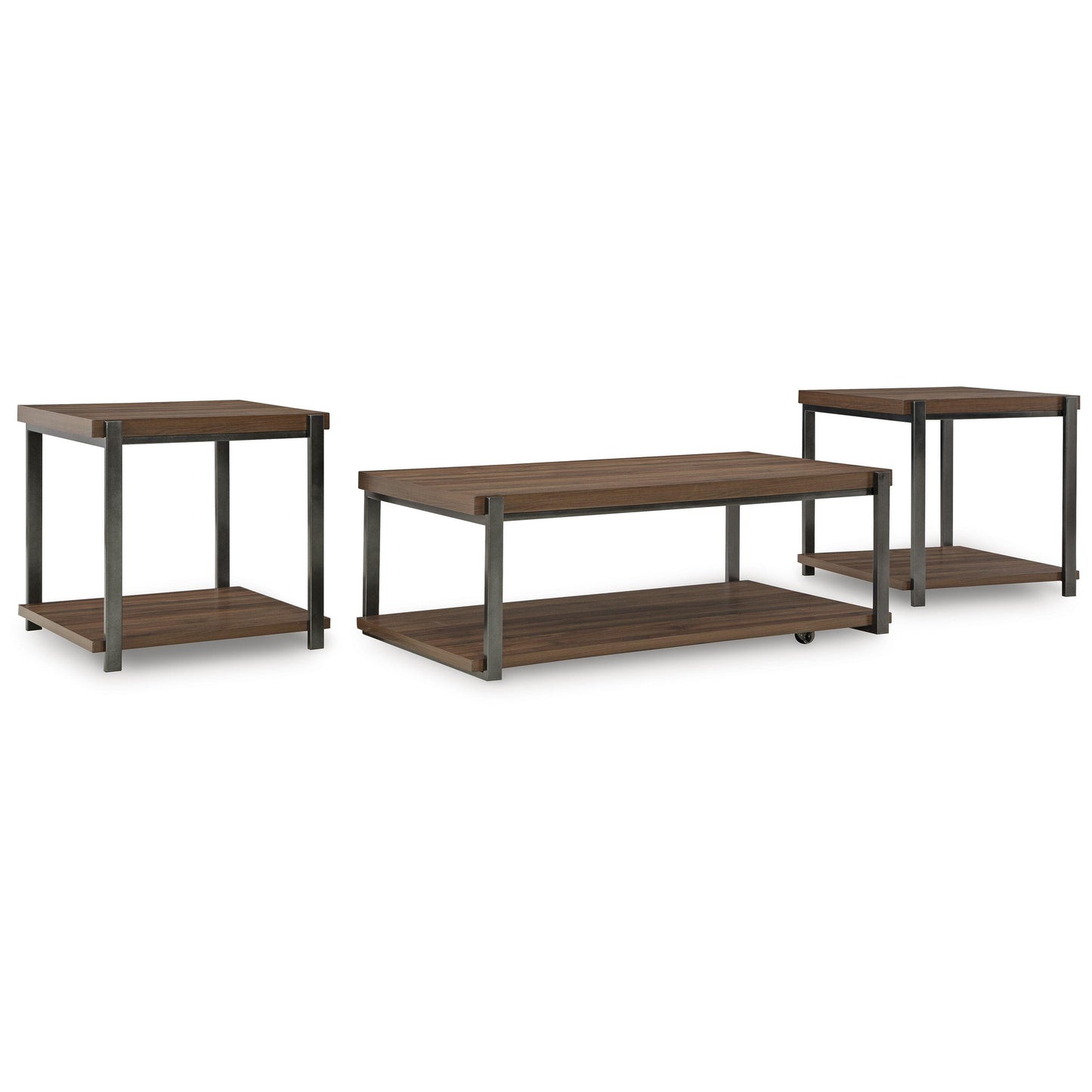 Trindwick - Brown / Gun Metal - Occasional Table Set (Set of 3)