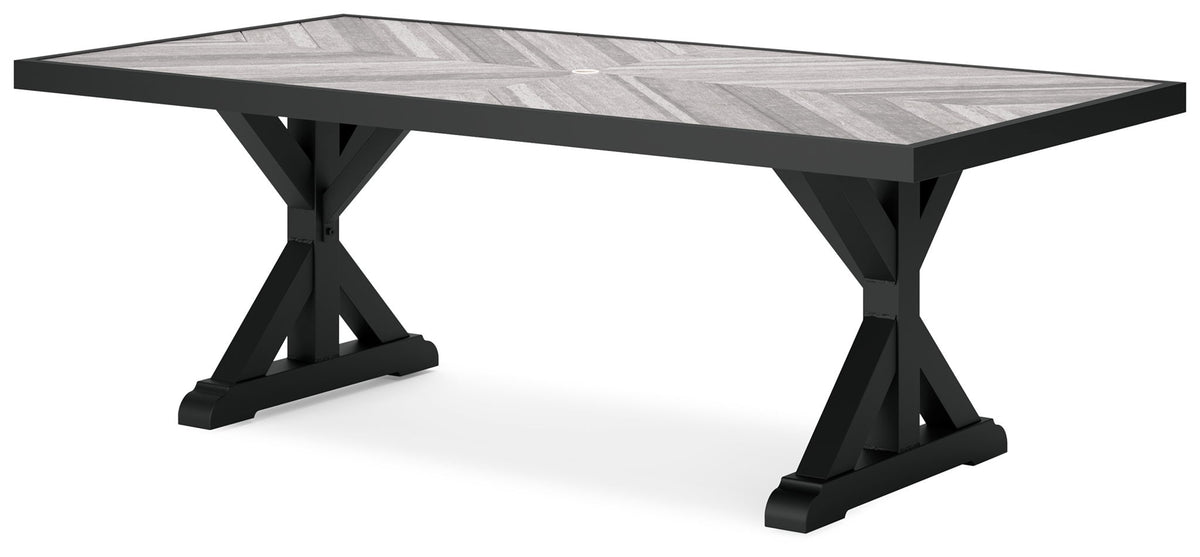 Beachcroft - Rectangular Dining Table With Umbrella Option - Black / Light Gray - Fraser Furniture & Mattresses