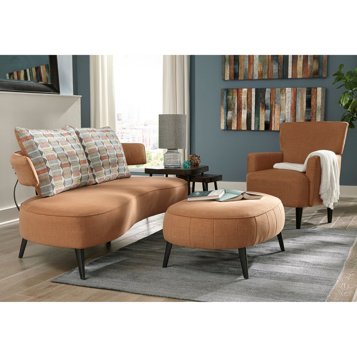 HOLLYANN OVERSIZED OTTOMAN - RUST