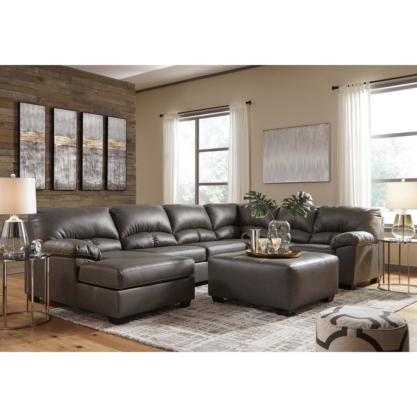 ABERTON 3 PC SECTIONAL WITH CHAISE - BROWN