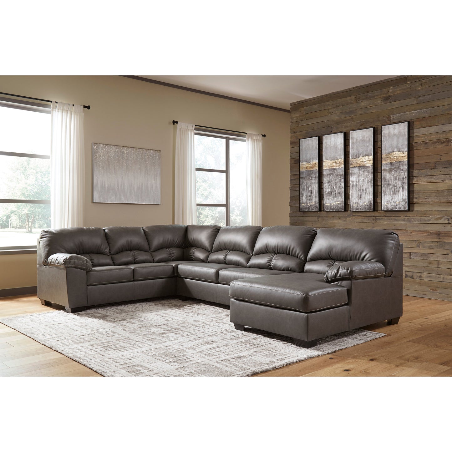 ABERTON 3 PC SECTIONAL WITH CHAISE - BROWN