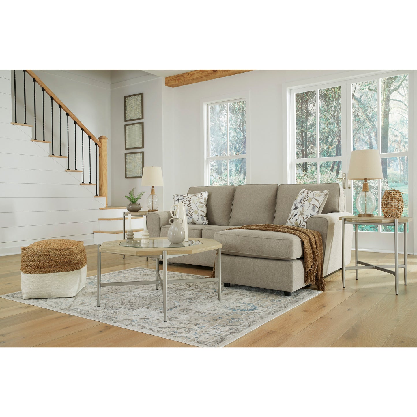 RENSHAW SOFA with REVERSIBLE CHAISE - PEBBLE