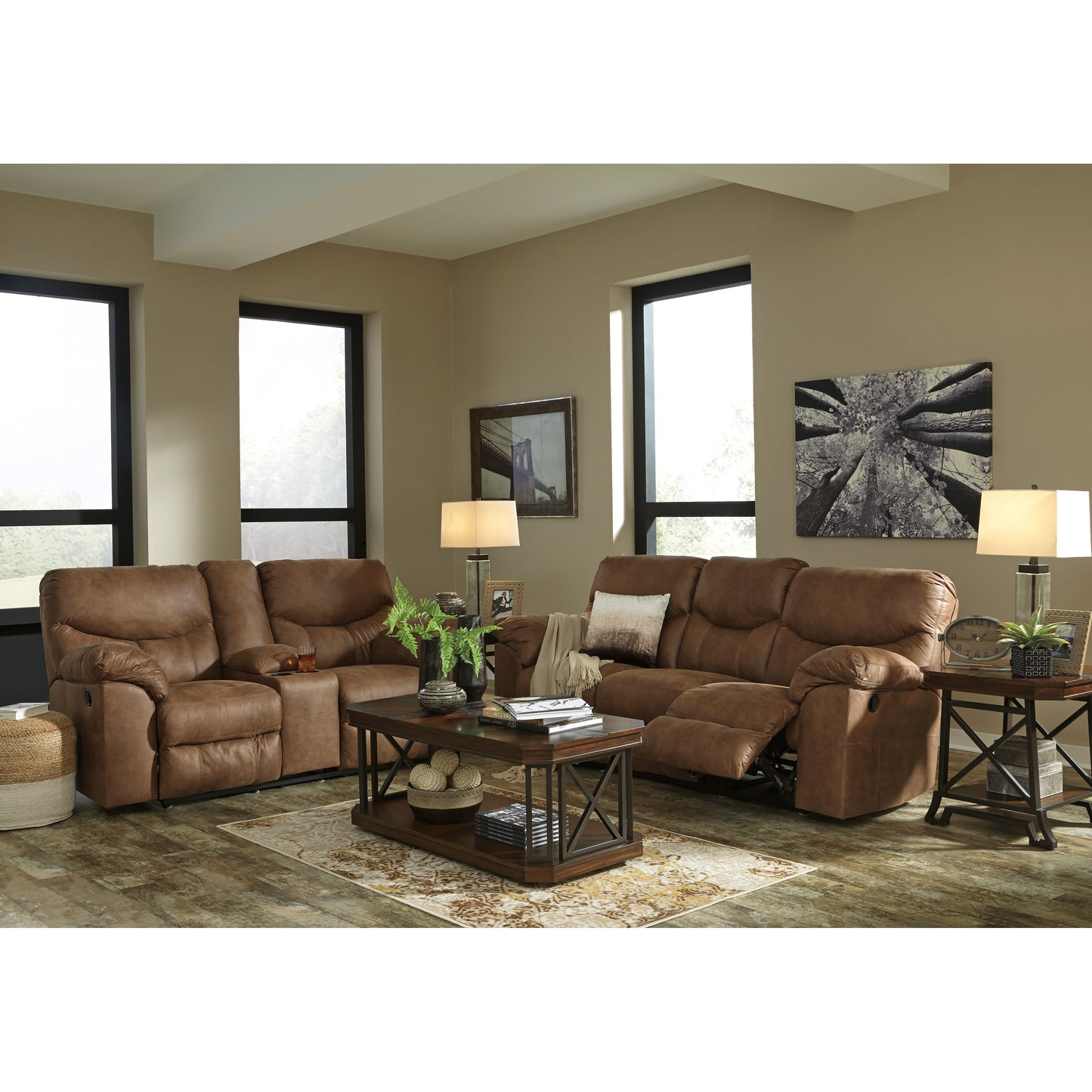BOXBERG RECLINING LOVESEAT - BARK