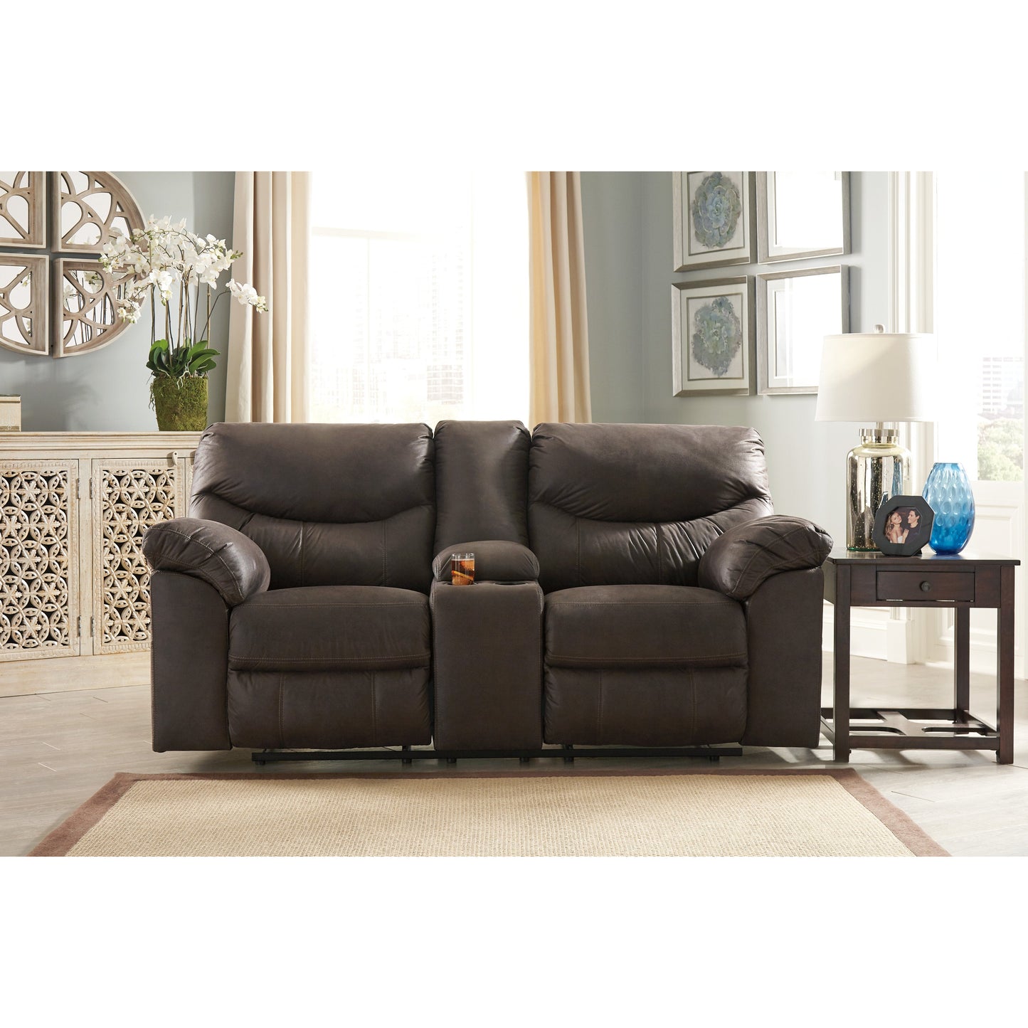 BOXBERG RECLINING LOVESEAT - TEAK