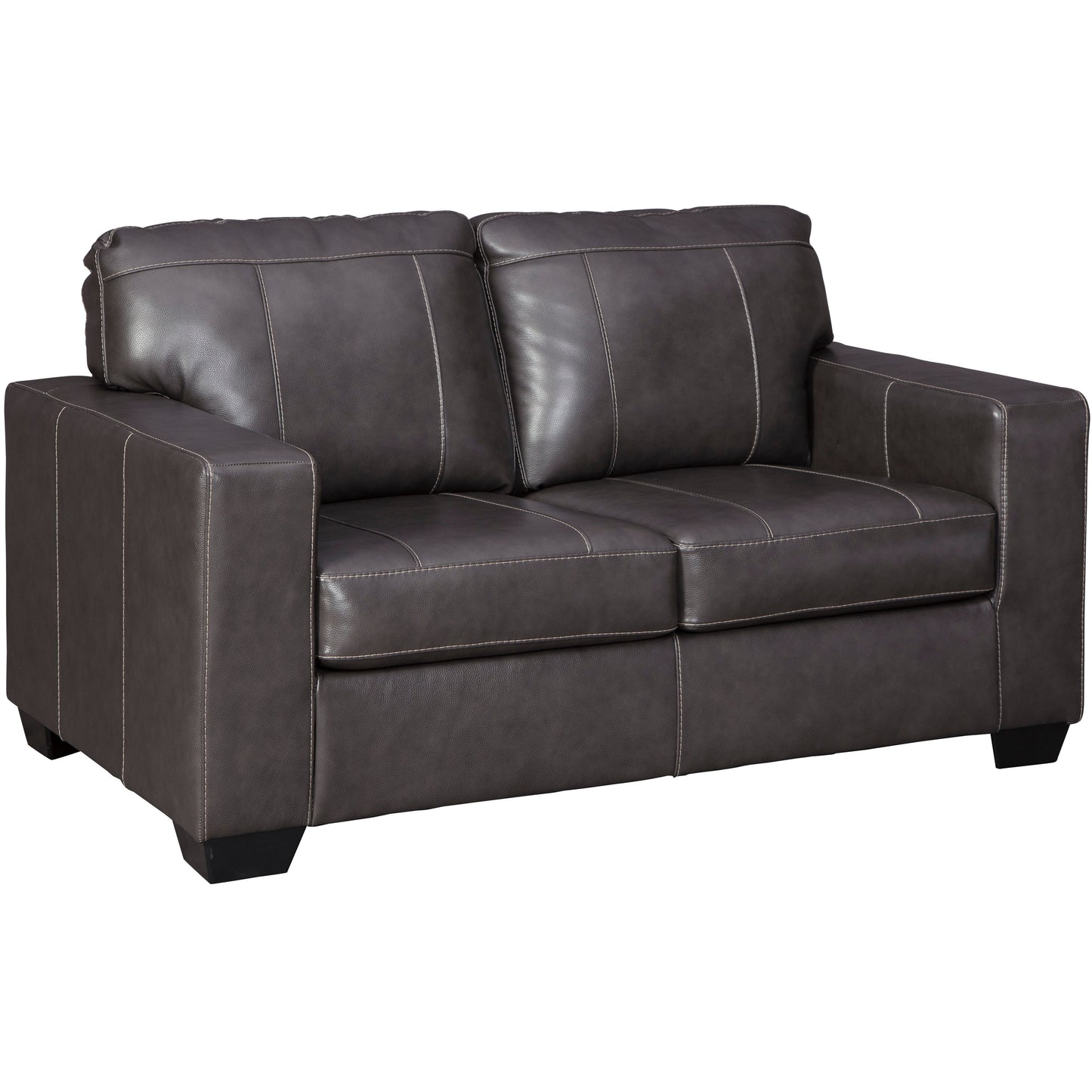 MORELOS LEATHER LOVESEAT- GRAY
