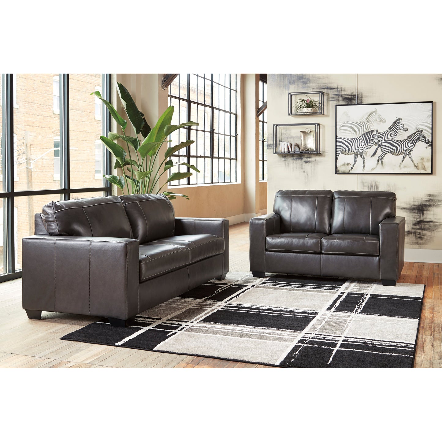 MORELOS LEATHER SOFA - GRAY