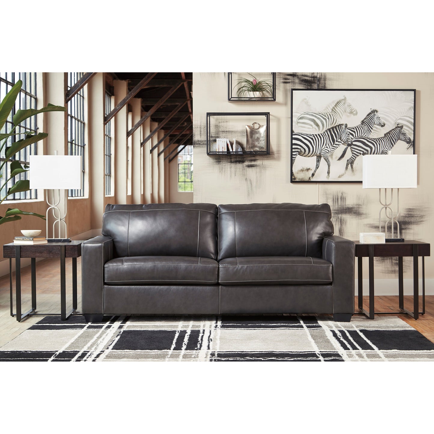MORELOS LEATHER SOFA - GRAY