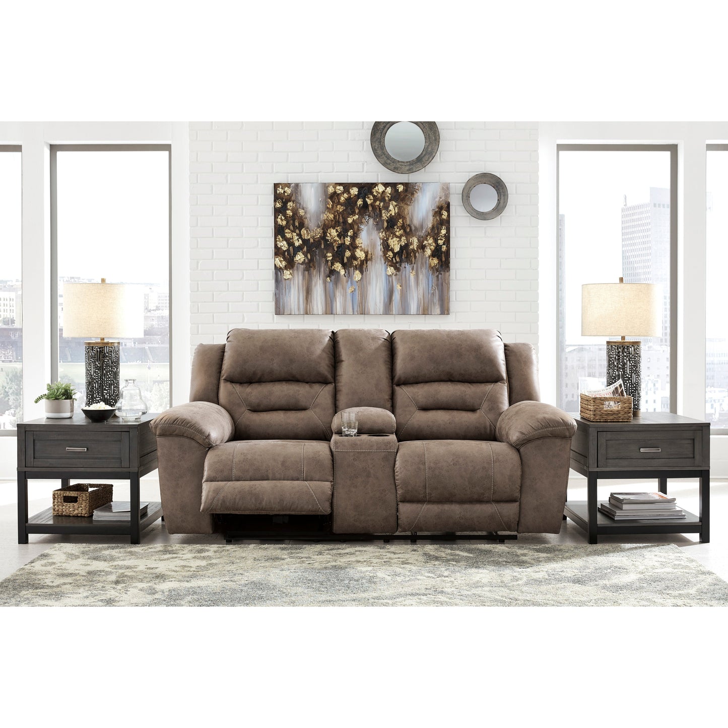 STONELAND POWER RECLINING LOVESEAT - FOSSIL