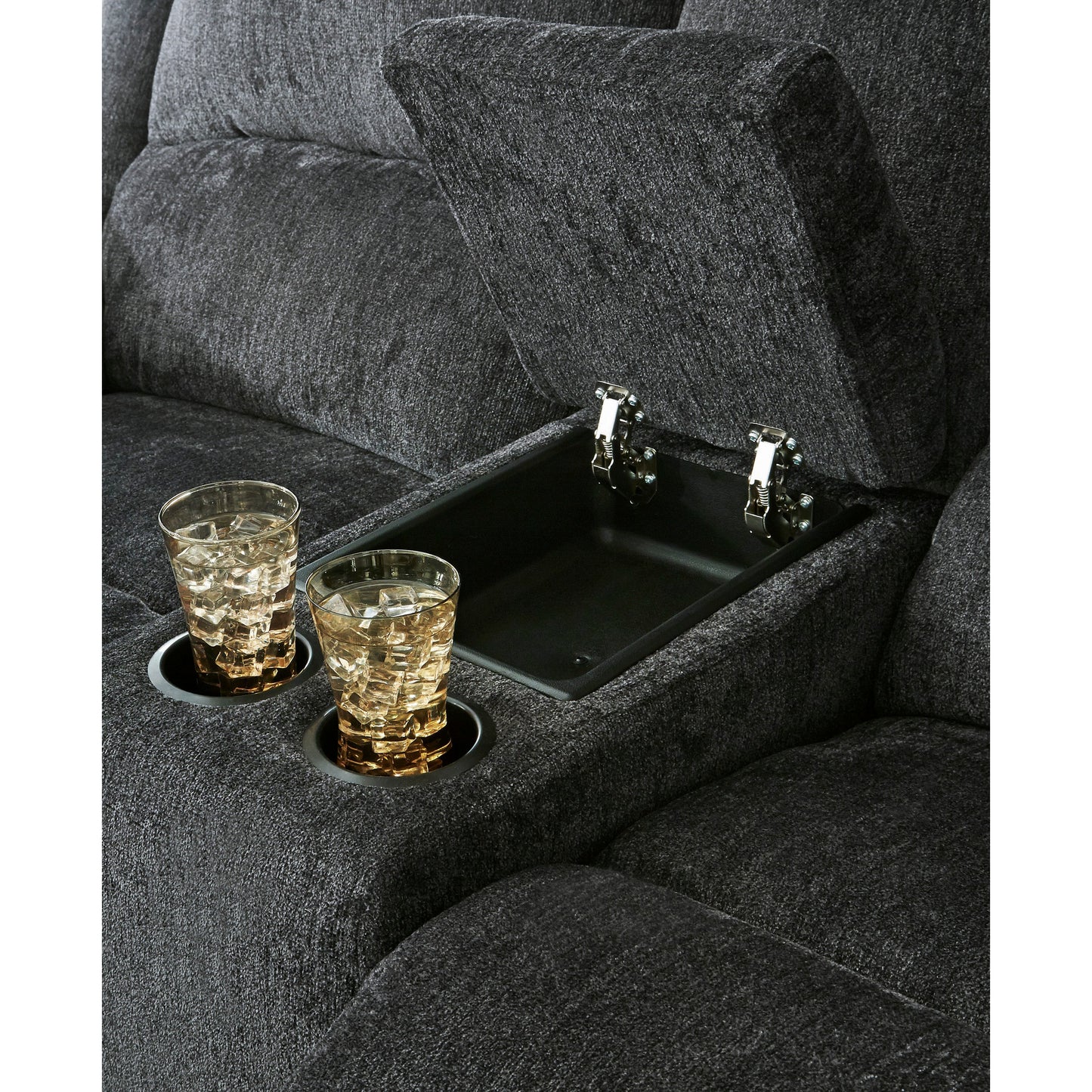 DRAYCOLL LOVESEAT - PWR RECLINER WITH CONSOLE - SLATE