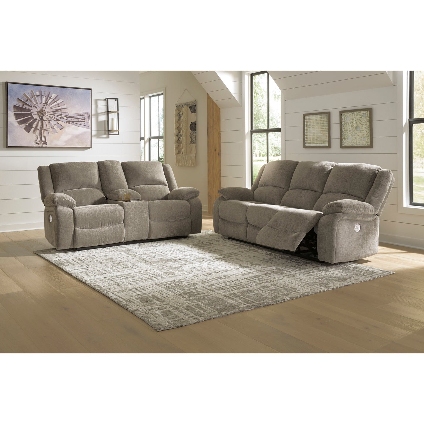 DRAYCOLL SOFA - PWR RECLINER- PEWTER