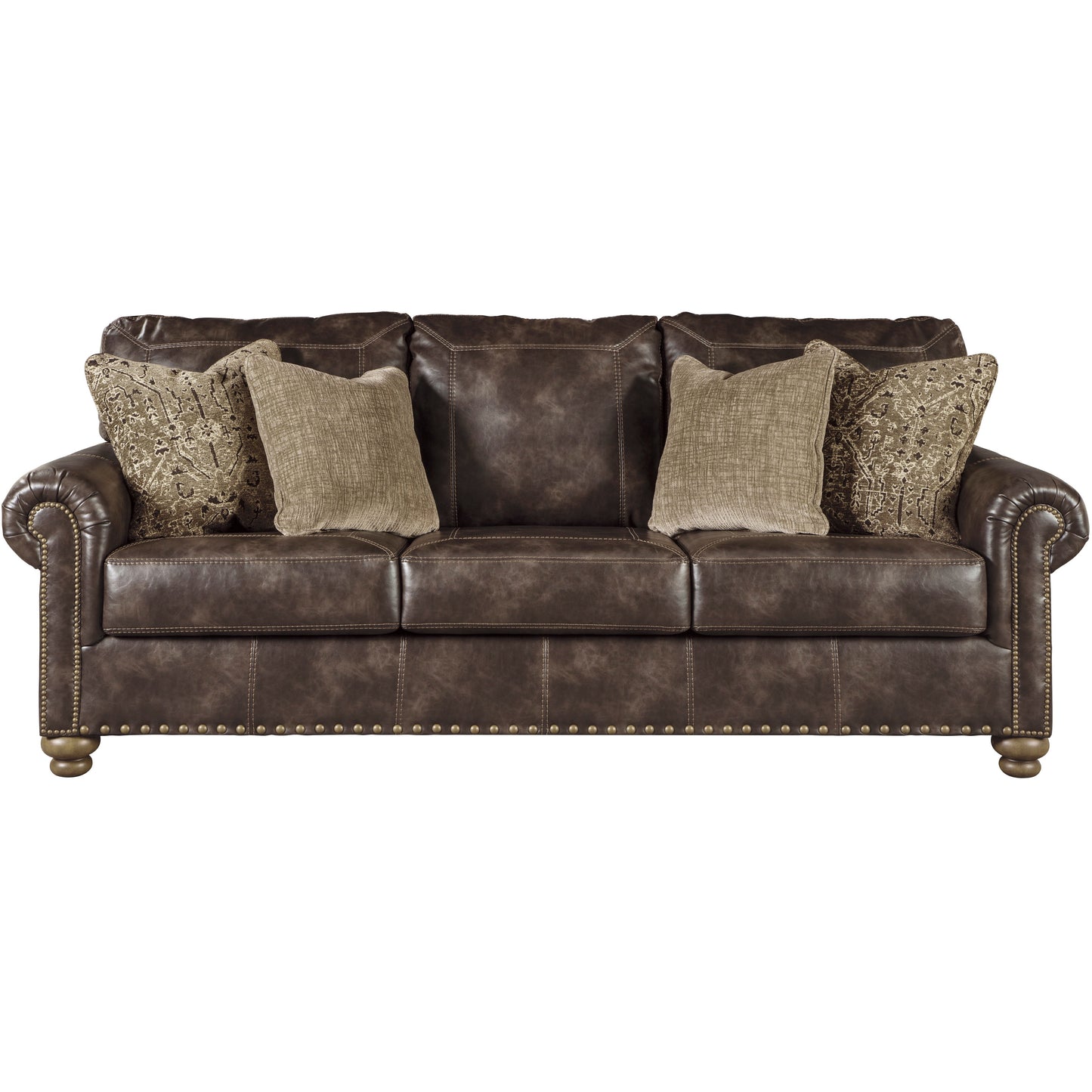 NICORVO FAUX LEATHER SOFA - COFFEE