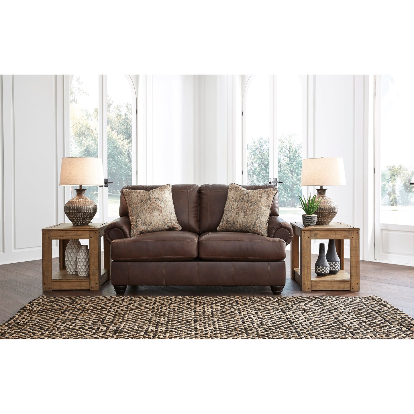 BEAMERTON LEATHER LOVESEAT- VINTAGE
