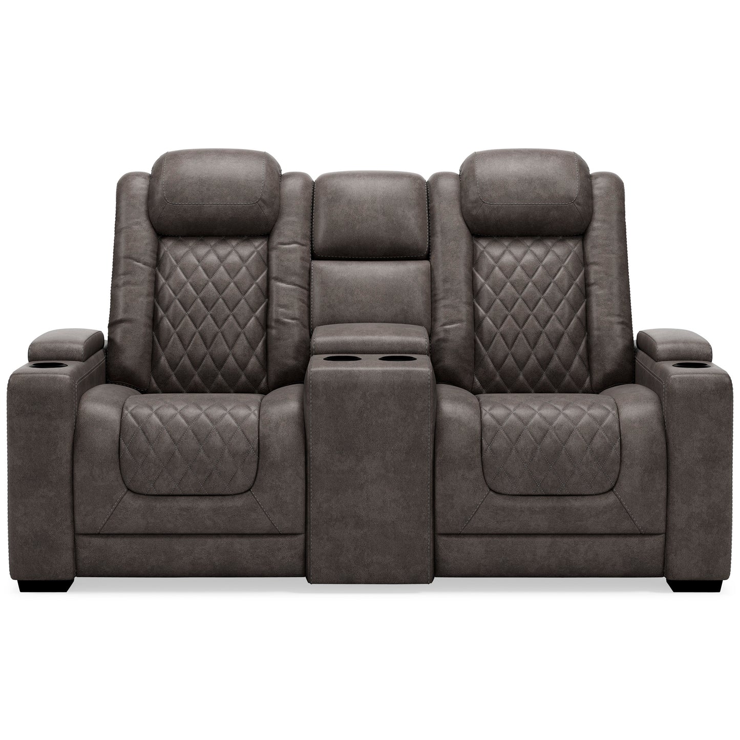 HYLLMONT POWER RECLINING LOVESEAT WITH CONSOLE - GRAY