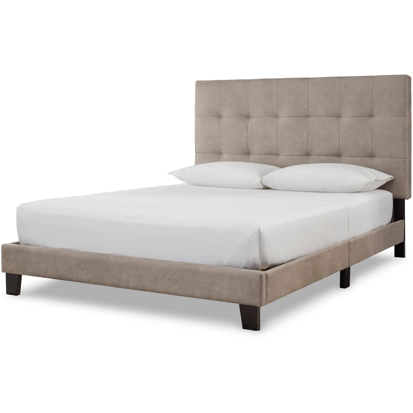 ADELLONI UPHOLSTERED BED - LIGHT BROWN