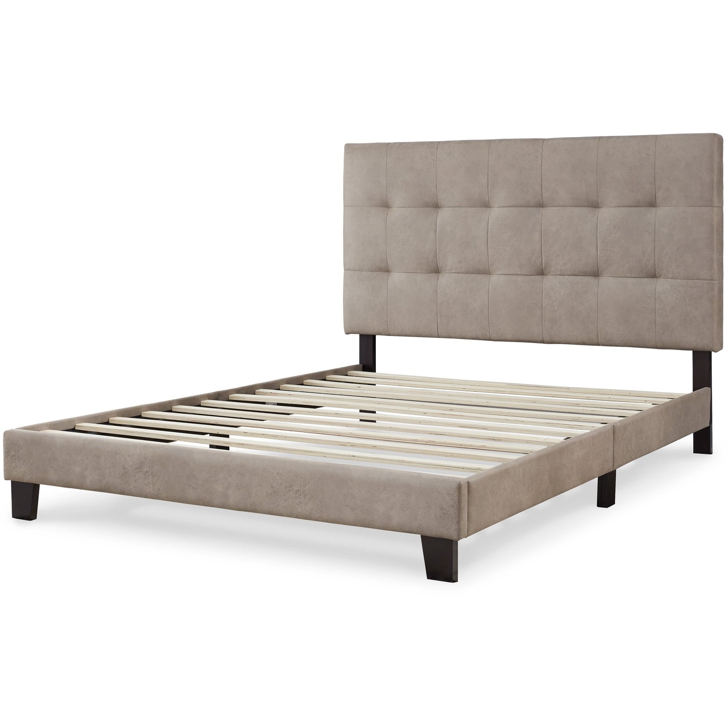 ADELLONI UPHOLSTERED BED - LIGHT BROWN