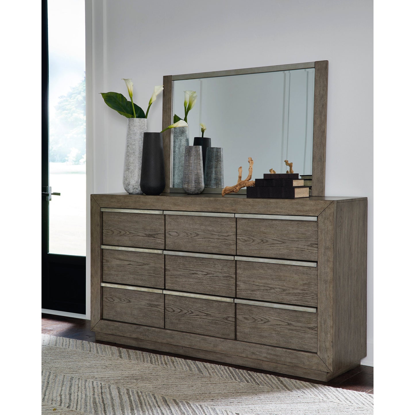 ANIBECCA DRESSER/MIRROR - WEATHERED GRAY
