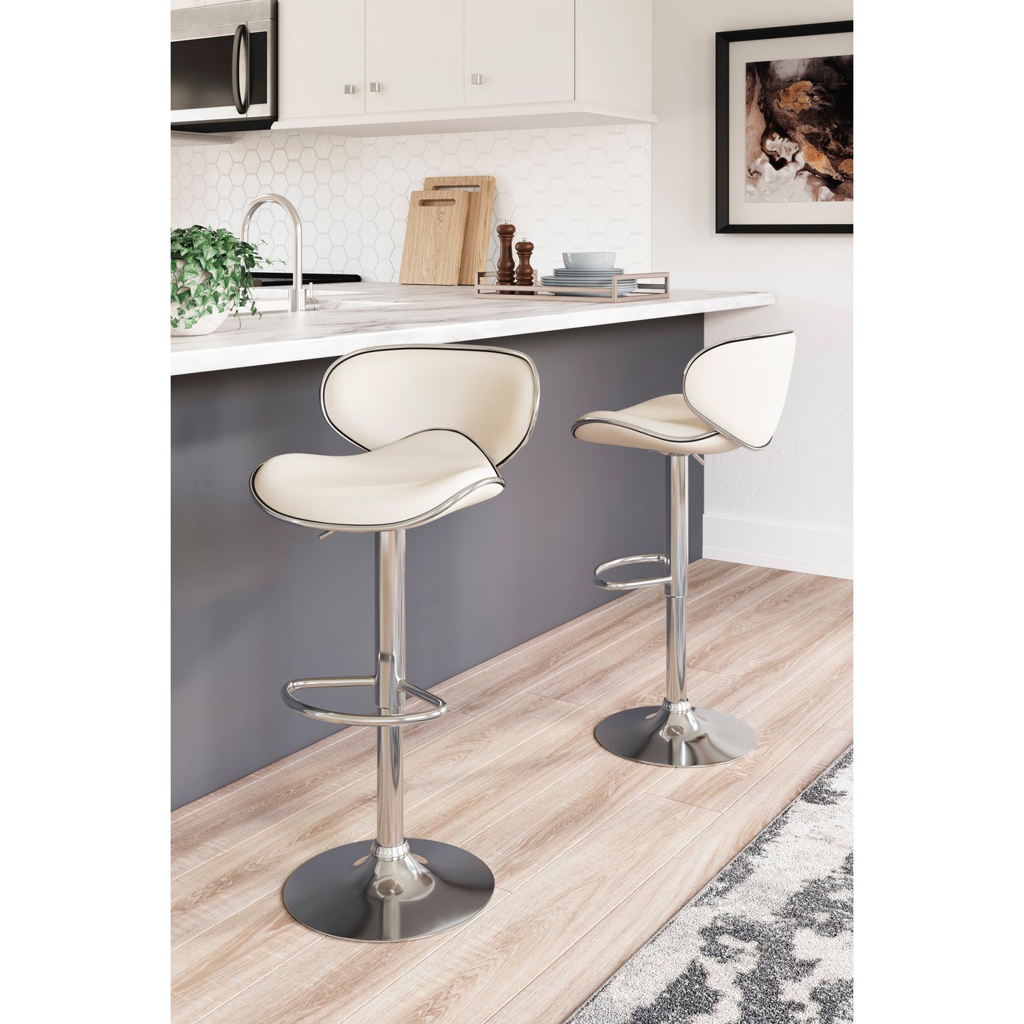 POLLZEN BARSTOOL - WHITE
