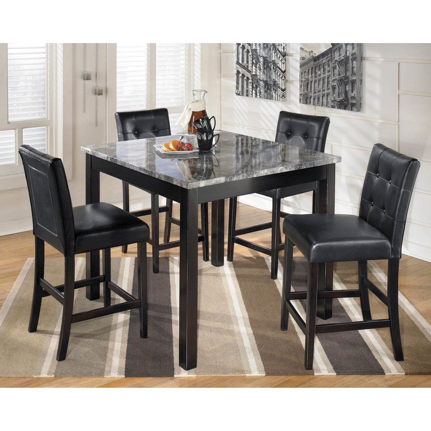 MAYSVILLE DINING SET - TABLE & 4 CHAIRS - COUNTER HEIGHT - BLACK