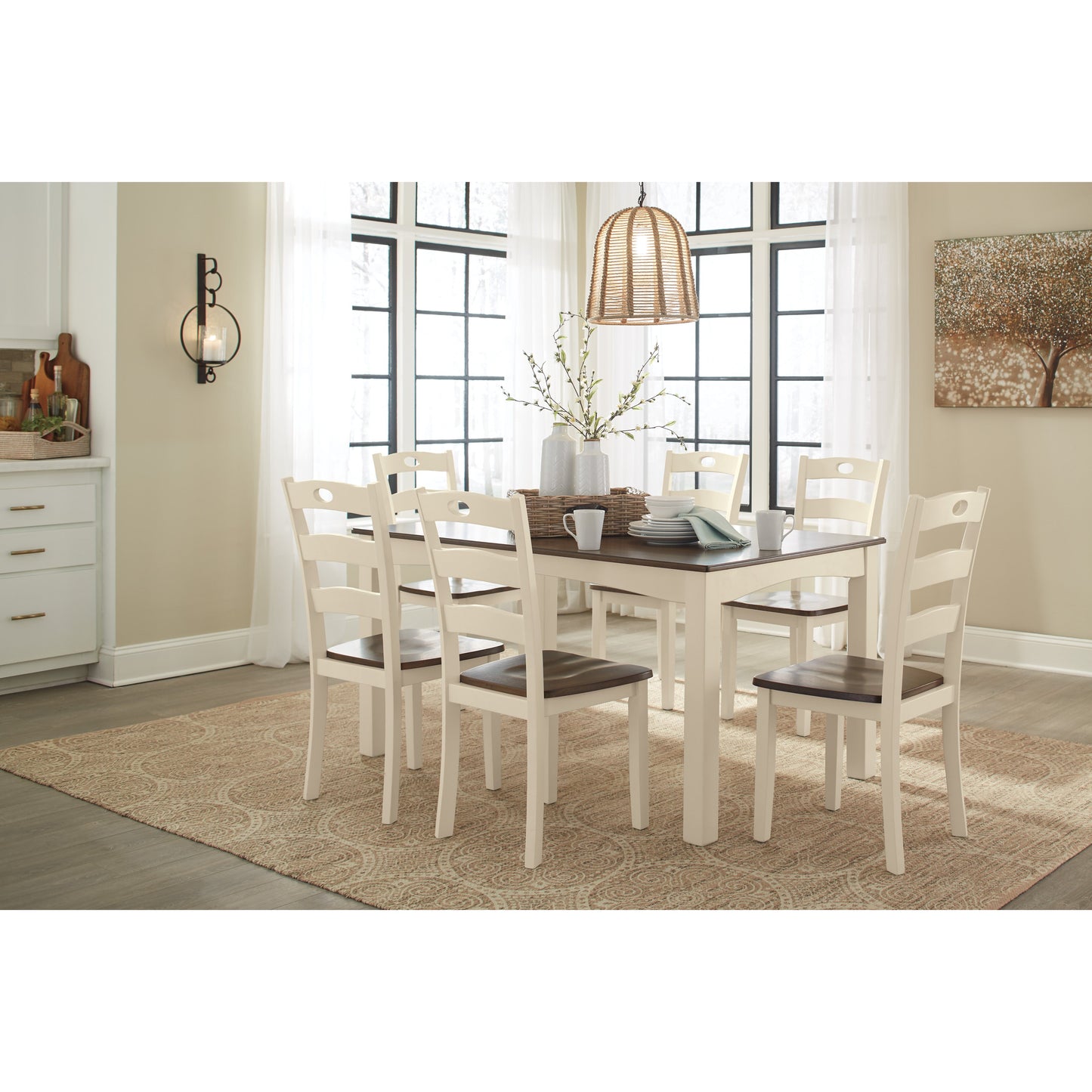WOODANVILLE DINING SET - TABLE & 6 CHAIRS