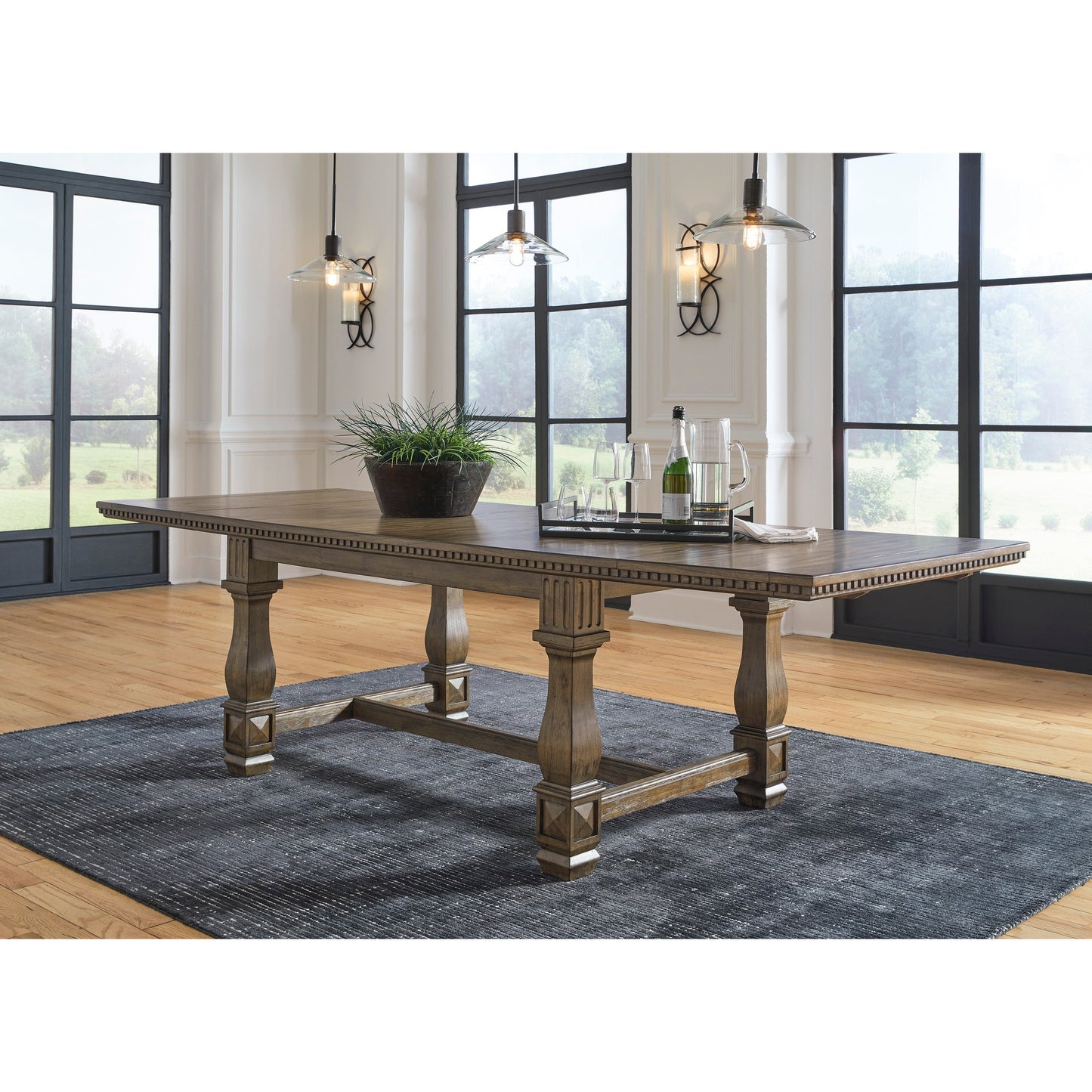 MARKENBURG DINING TABLE 7 PC SET - BROWN