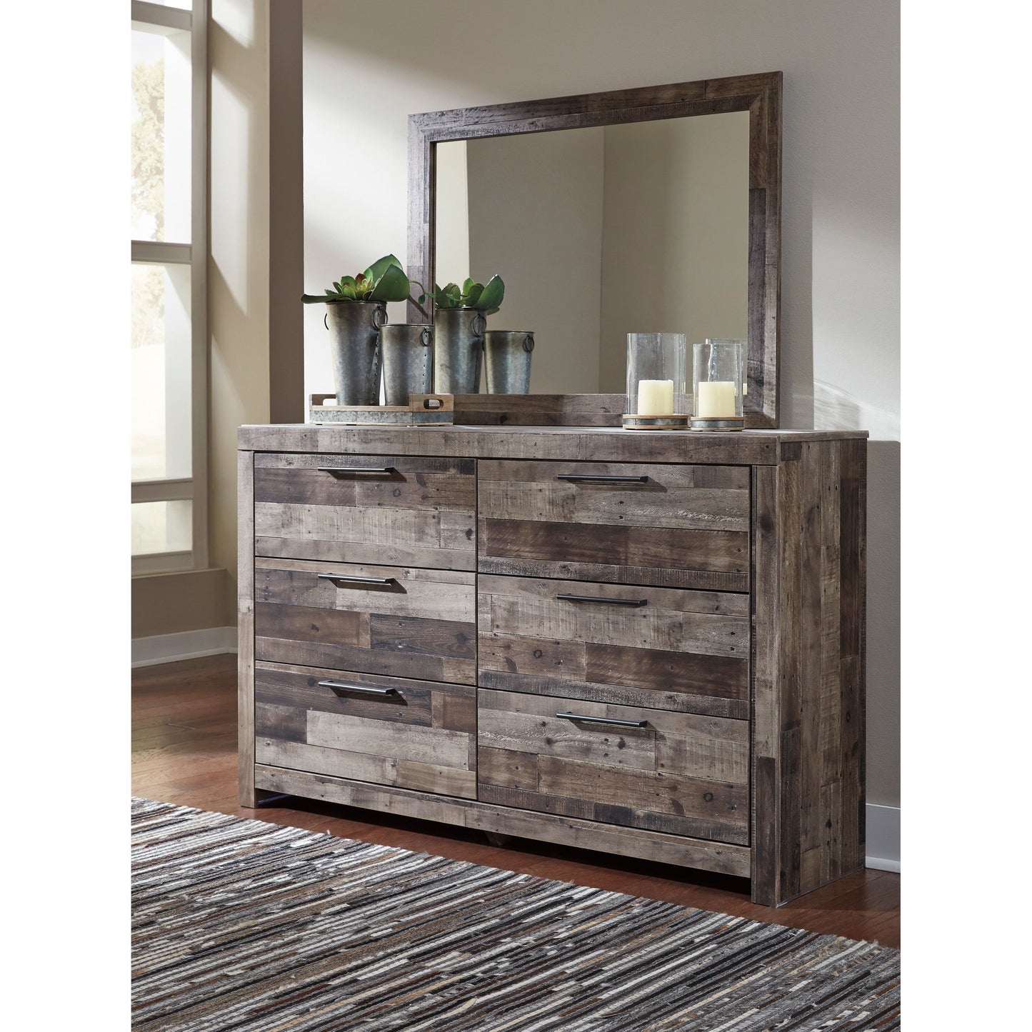 DEREKSON DRESSER/MIRROR - MULTI GRAY