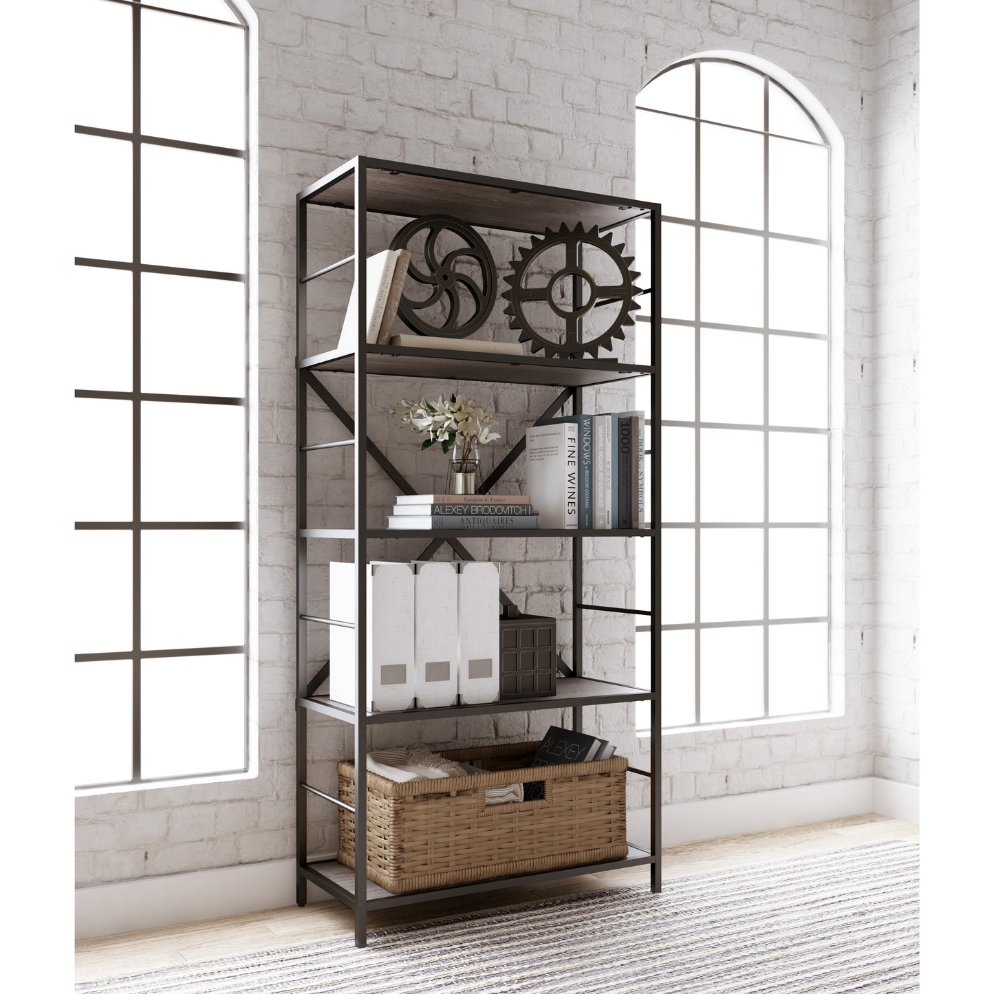 FREEDAN 63" BOOKCASE - GRAYISH BROWN