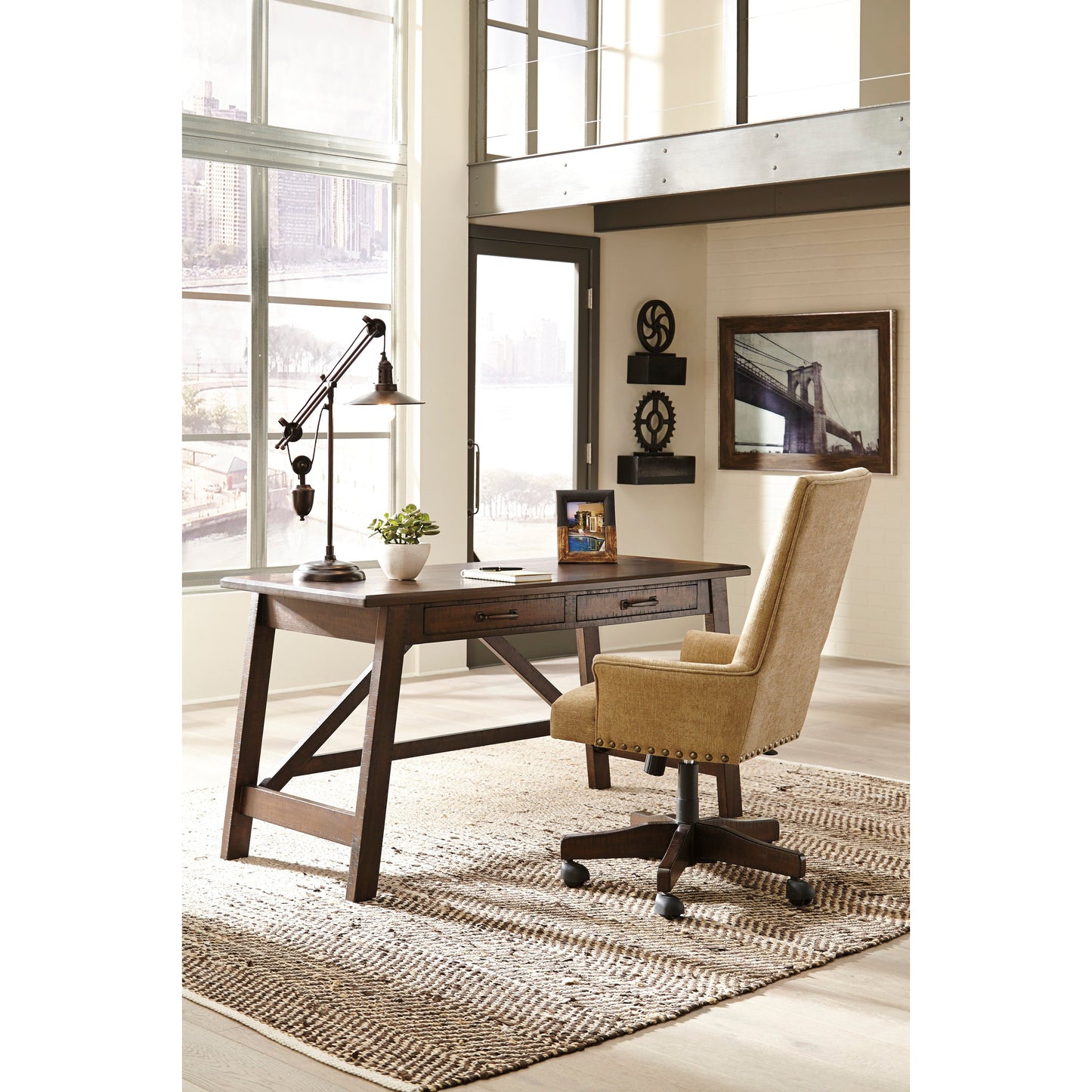 BALDRIDGE HOME OFFICE CHAIR - LIGHT BROWN