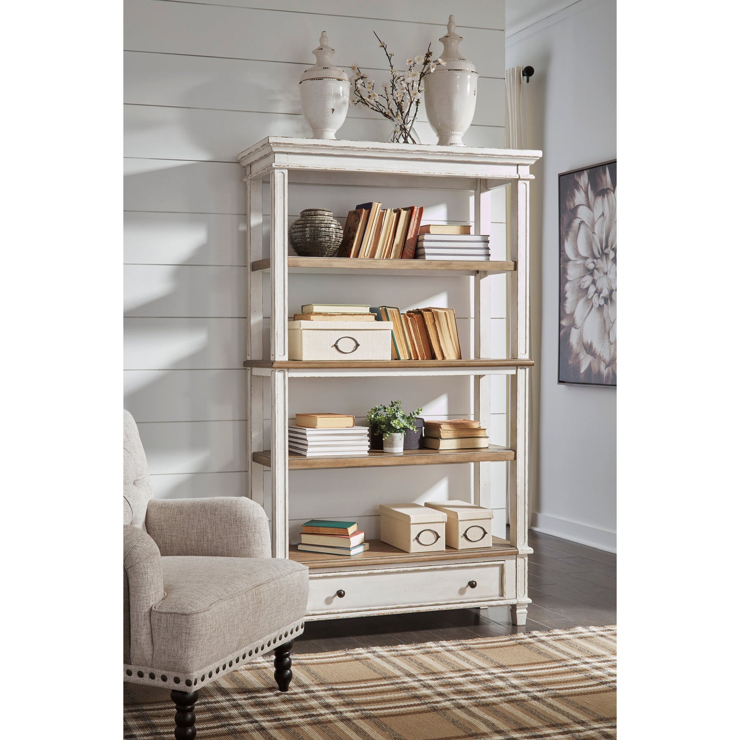 REALYN 75" BOOKCASE - BROWN/WHITE