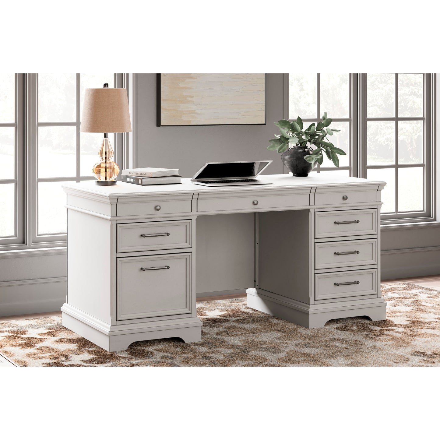 KANWYN HOME OFFICE STORAGE DESK - WHITEWASH