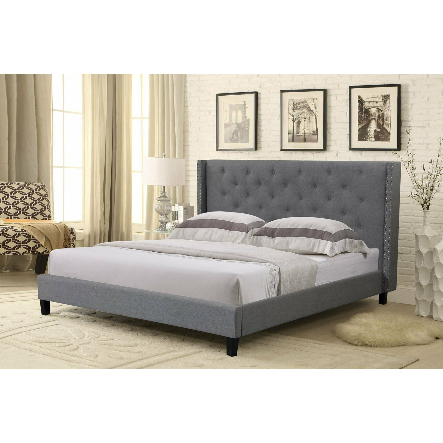 MEGAN UPHOLSTERED BED - GREY